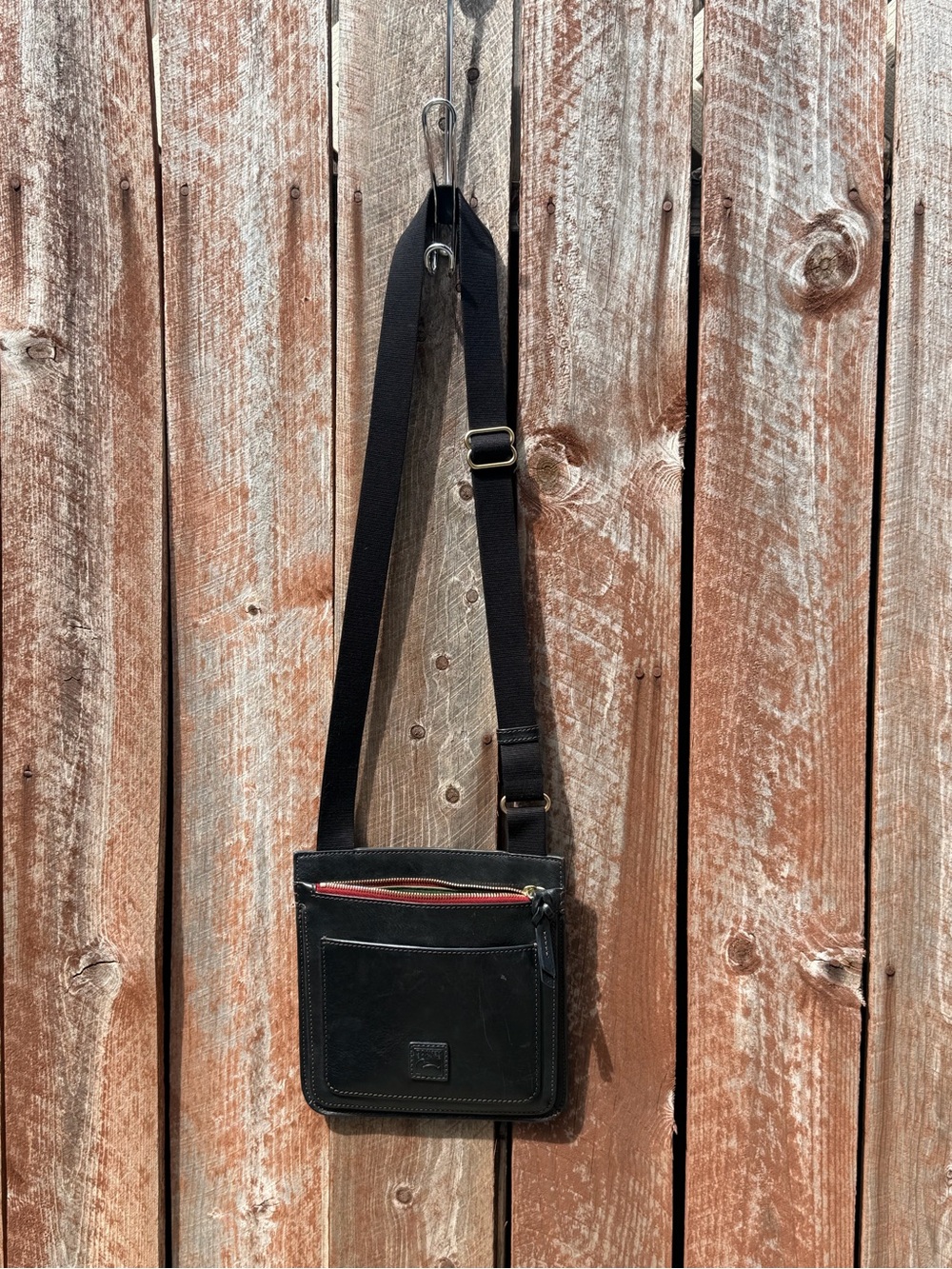 Black Leather Crossbody Bag with Adjustable Strap - Picture 1 of 7